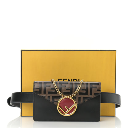 Fendi Vitello Liberty F is Fendi Bi-Color FF 1974 Embossed Envelope Belt Bag Maya Black 10 of 10