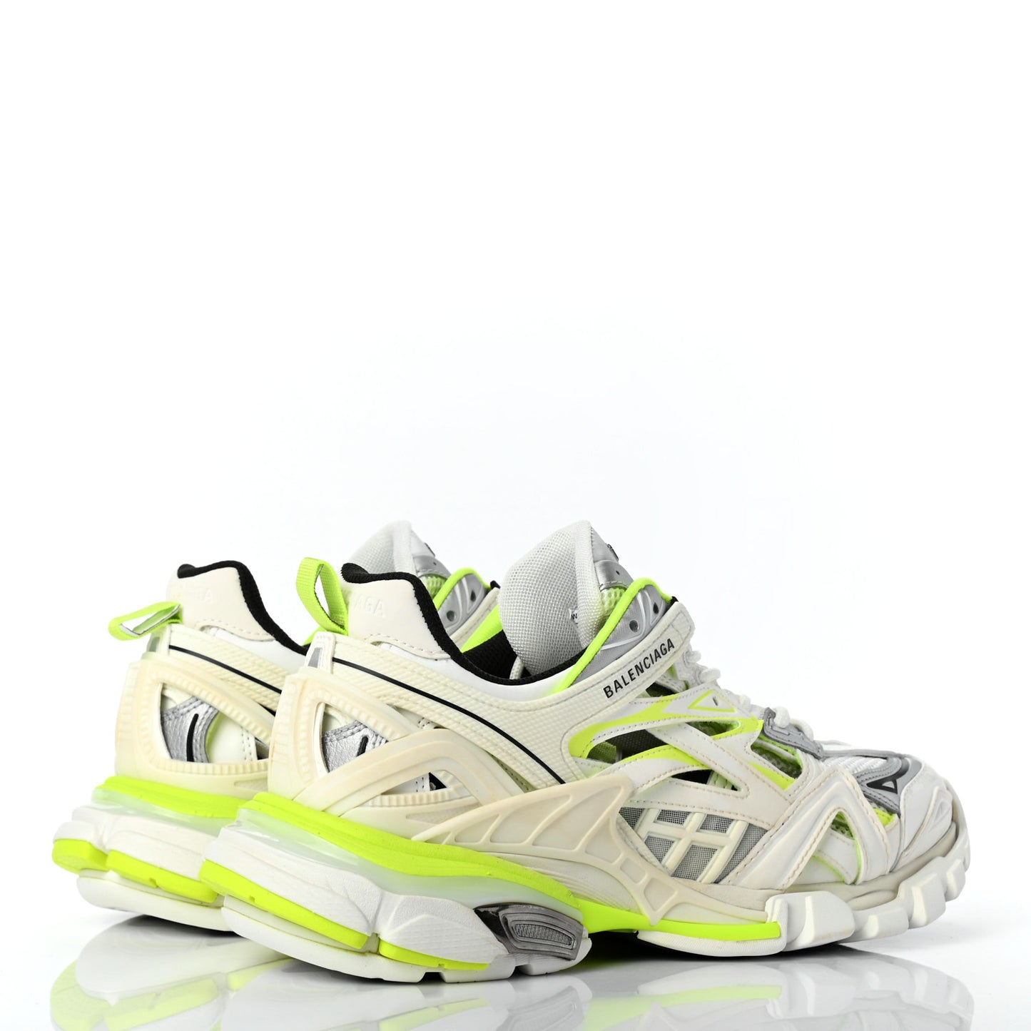 Rubber Mesh Bi-Color Womens Track.2 Open Sneakers 38 White Fluo Yellow