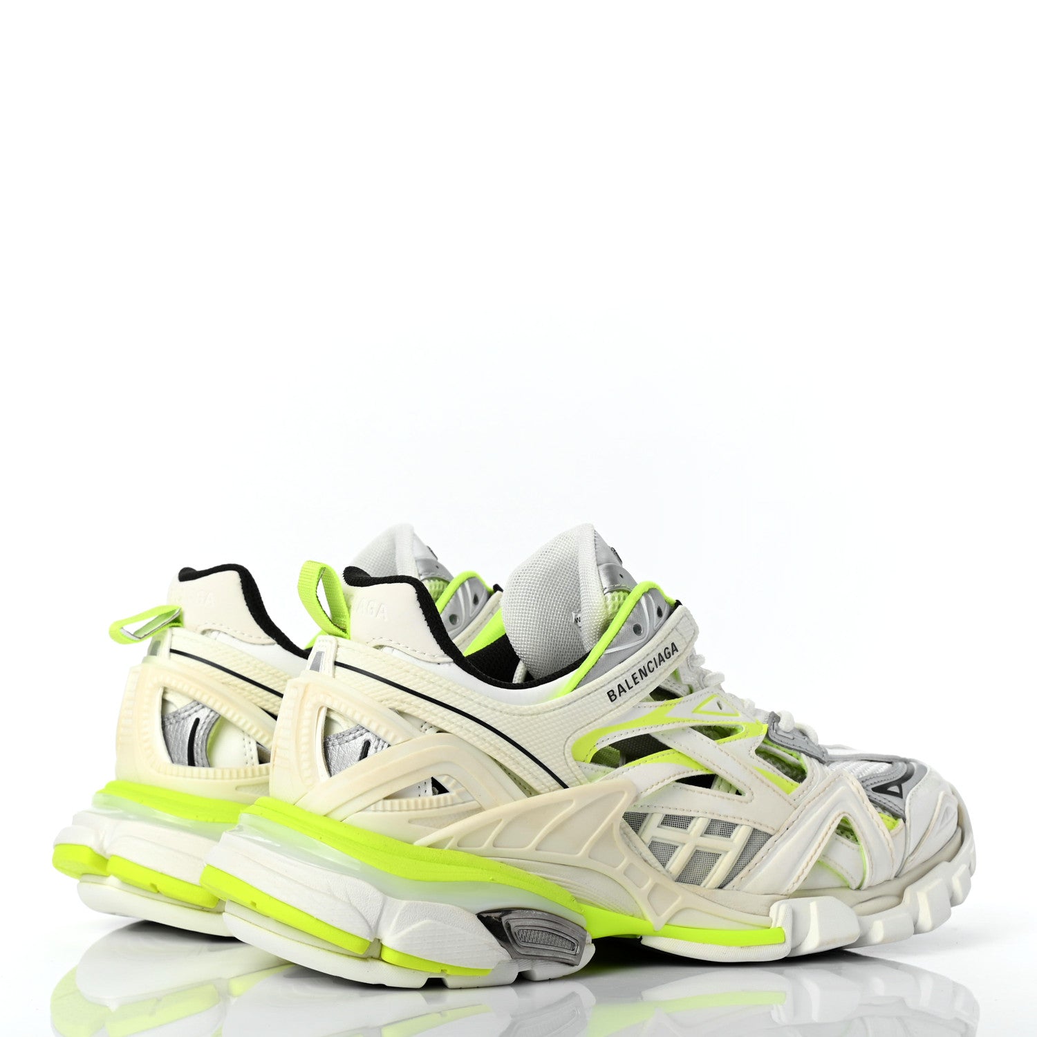 Balenciaga Rubber Mesh Bi-Color Womens Track.2 Open Sneakers 38 White Fluo Yellow 4 of 7
