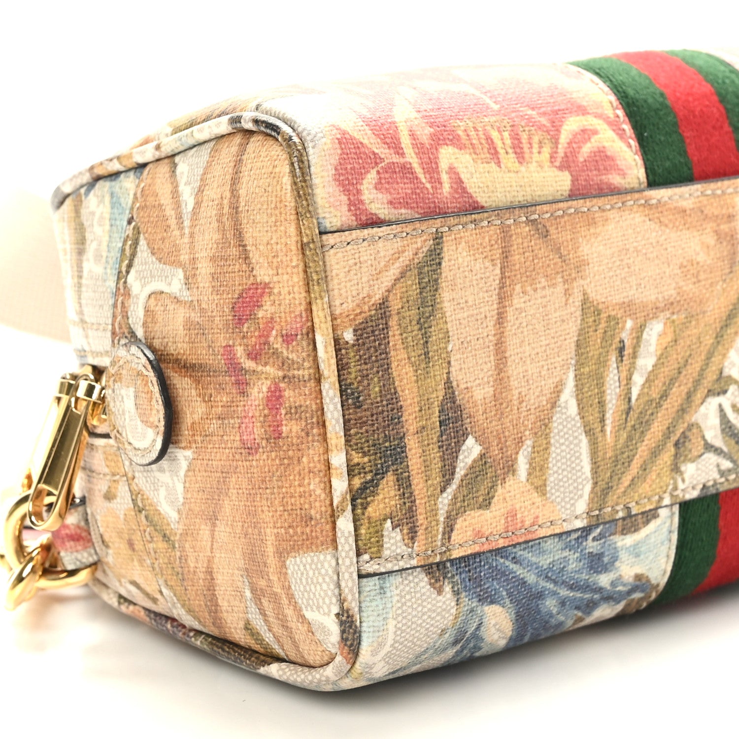 Gucci GG Supreme Monogram Water Flora Web Mini Ophidia Top Handle Bowler Bag Beige White Multicolor 7 of 9