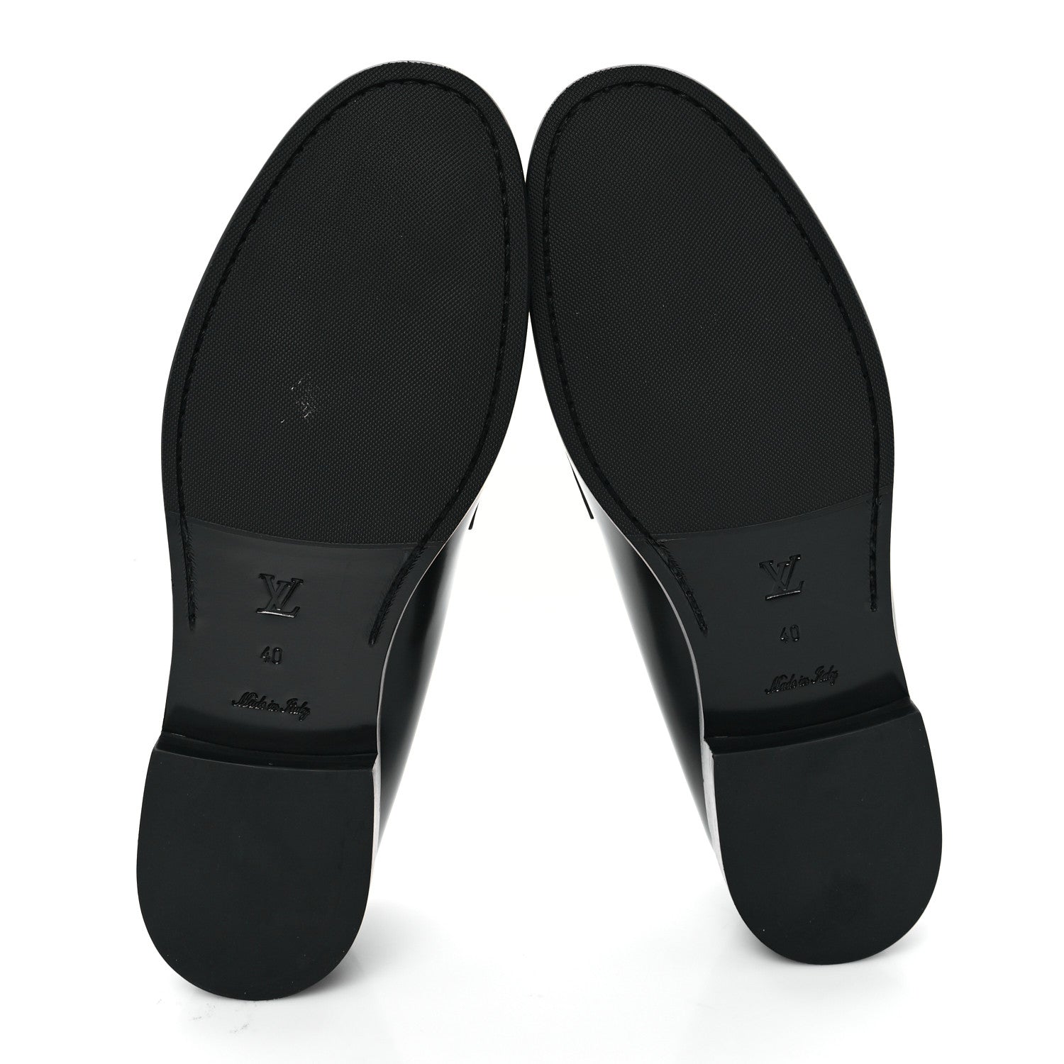 Louis Vuitton Glazed Calfskin Chess Flat Loafer 40 Black 6 of 9