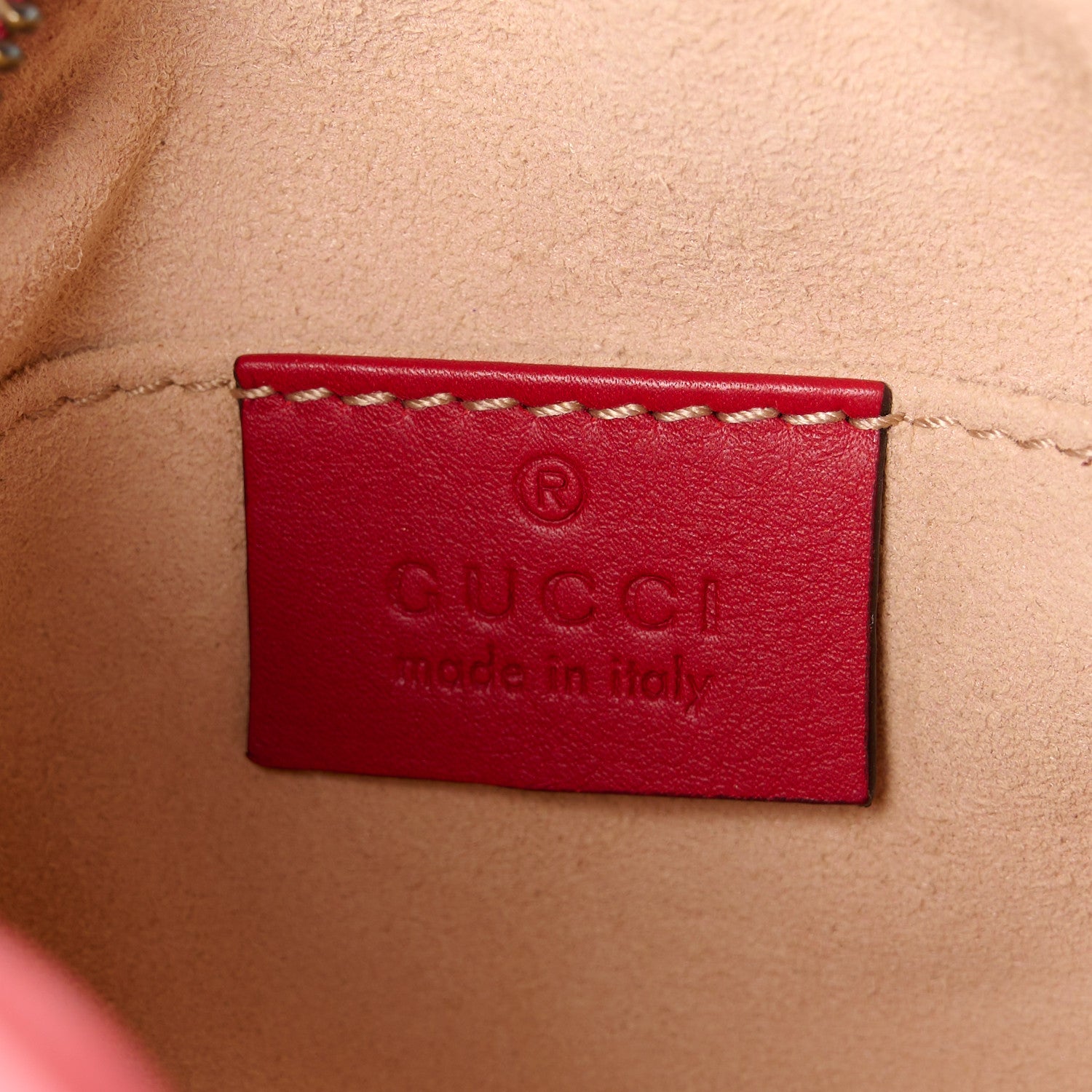 Gucci Calfskin Matelasse Mini GG Marmont Chain Shoulder Bag Hibiscus Red 6 of 11