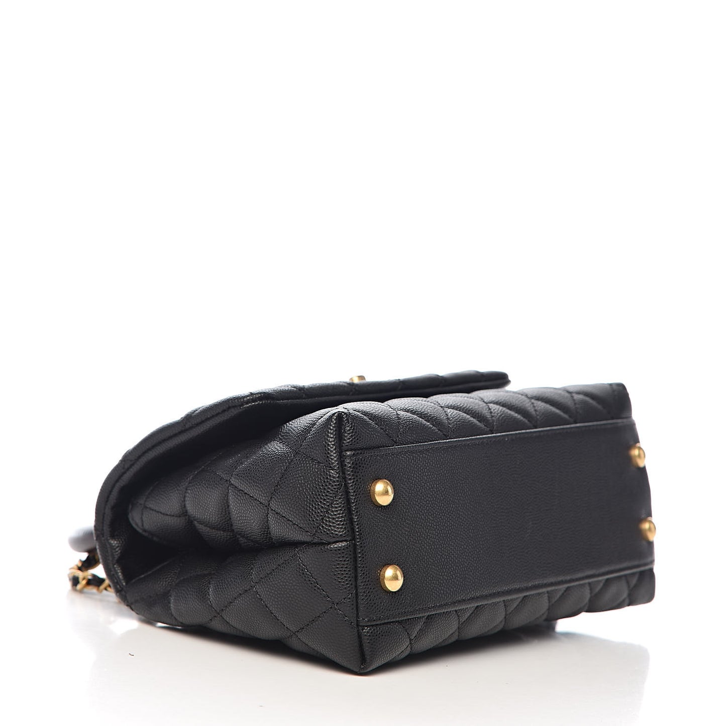 Caviar Lizard Embossed Quilted Mini Coco Handle Flap Black
