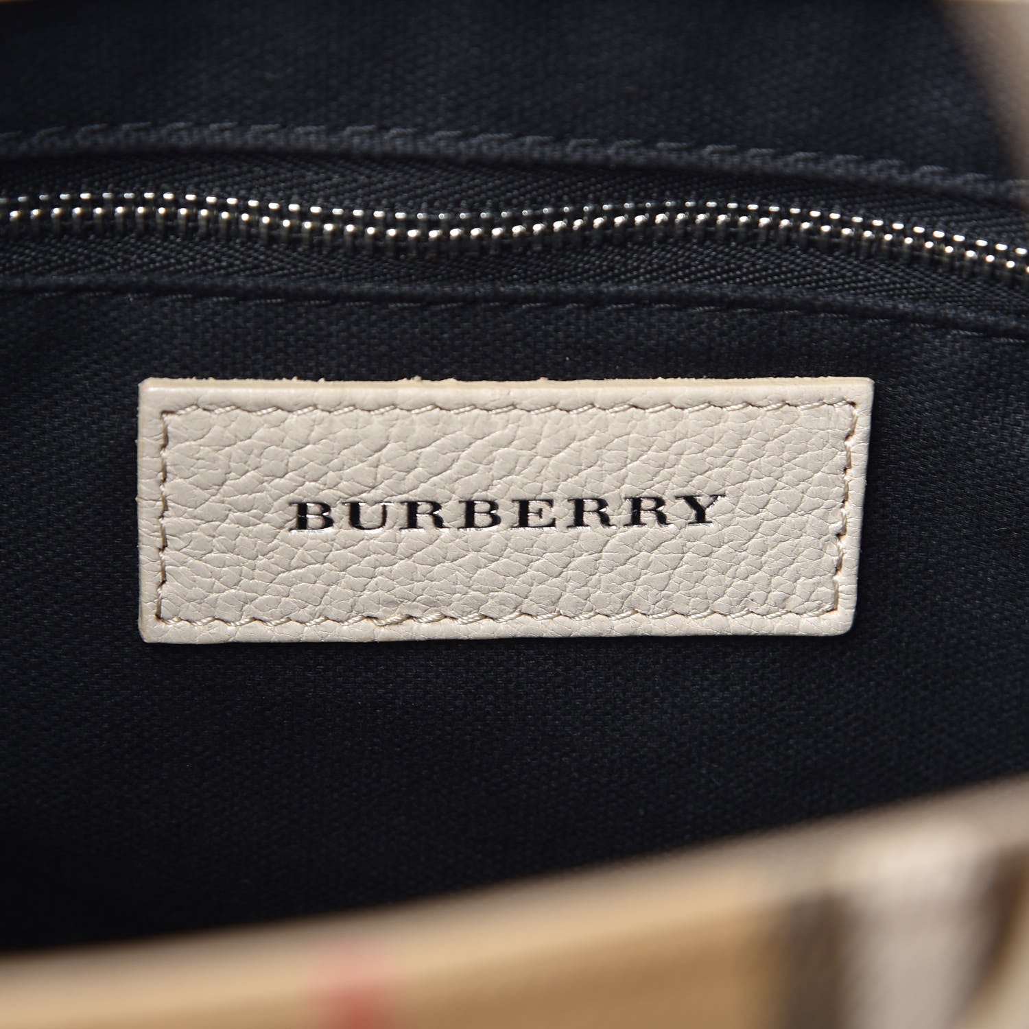 Burberry Goatskin Vintage Check Small Banner Tote Limestone 7 of 10