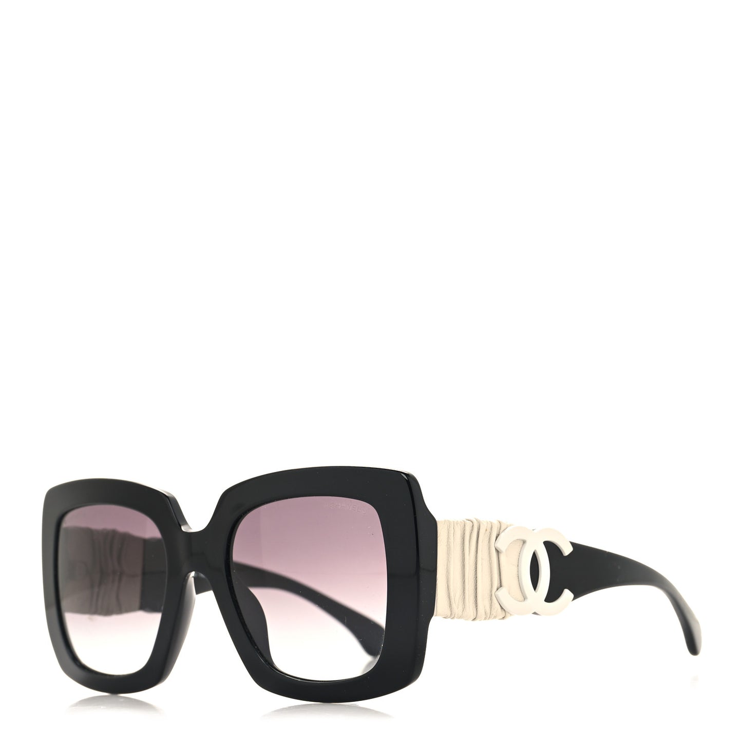 Acetate Calfskin Square Sunglasses 5474-Q-A Black
