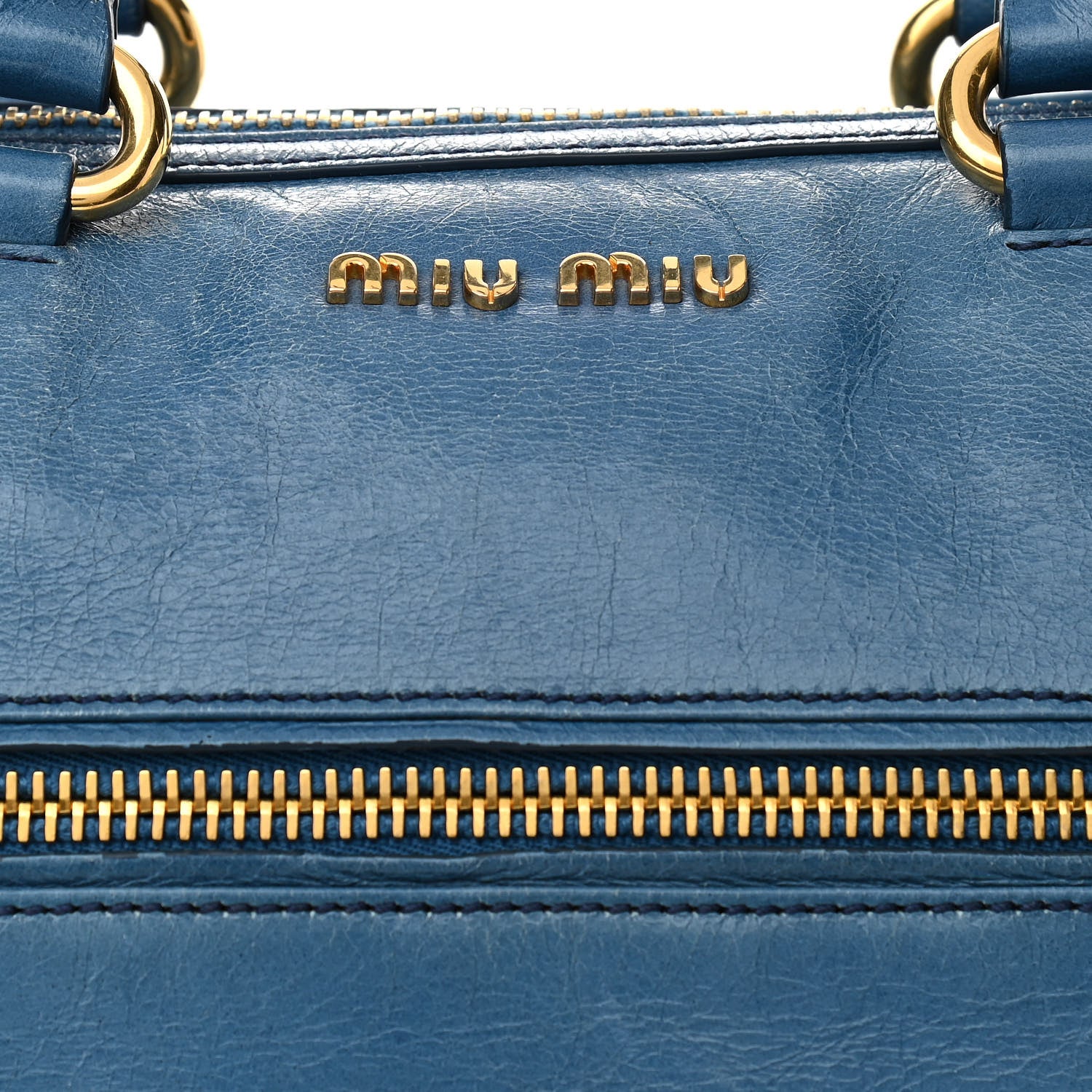 Miu Miu Vitello Shine Zip Tote Oceano 9 of 9