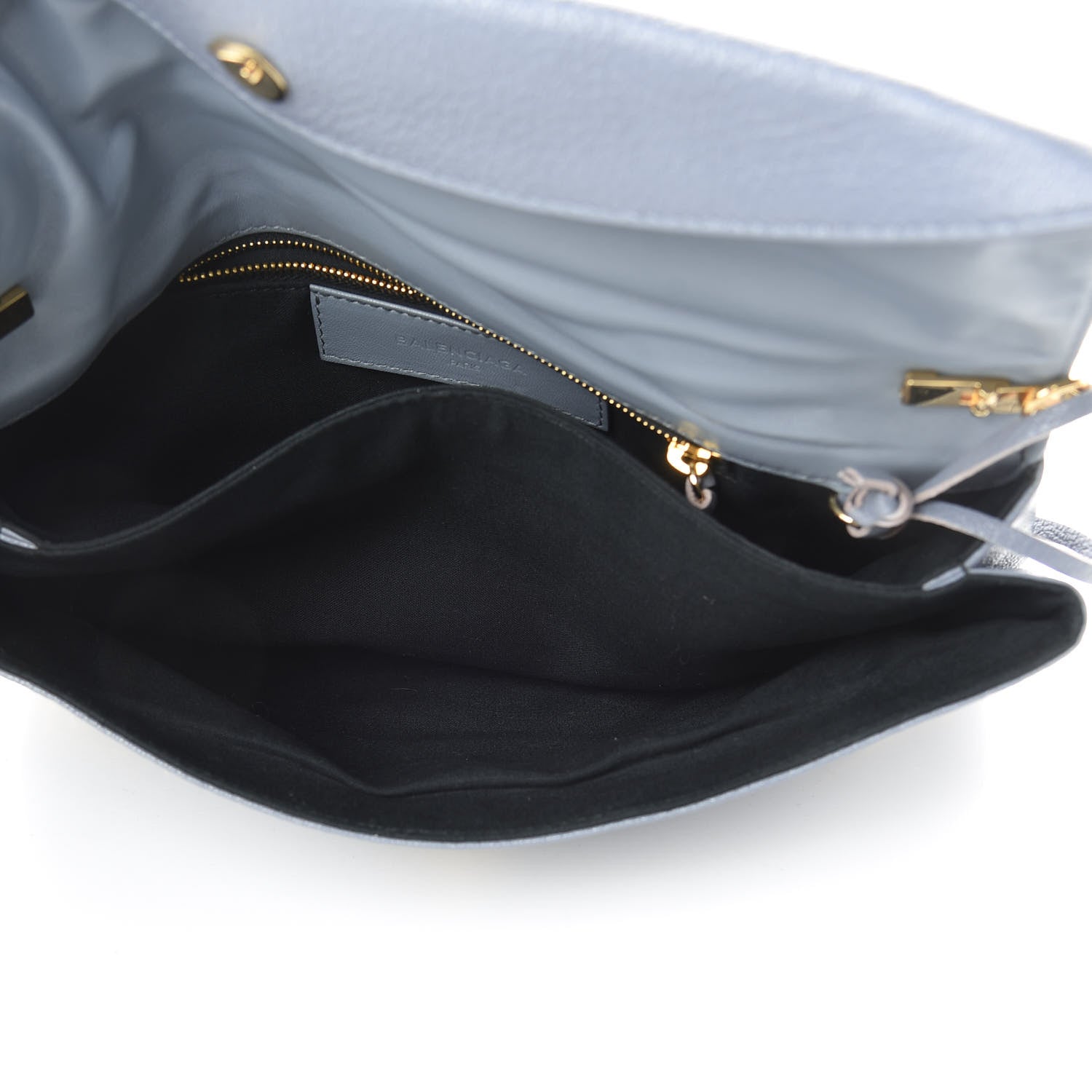 Balenciaga Chevre Gold Metallic Edge Hardware Envelope Clutch Bleu Acier 5 of 10