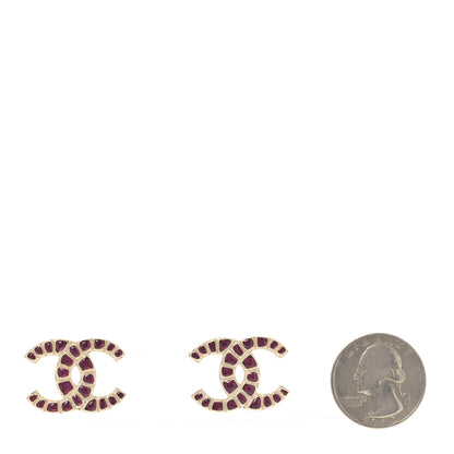 Chanel Metal Gripoix Along The Nile Earrings Gold Purple 2 of 4