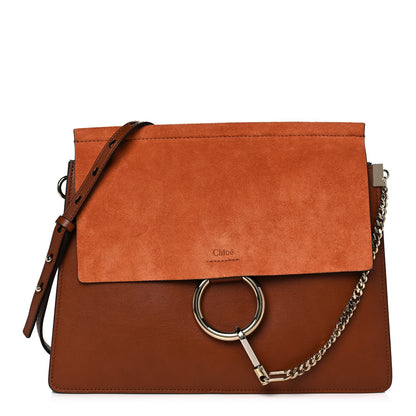 Chloe Suede Calfskin Medium Faye Shoulder Bag Tobacco 1 of 10