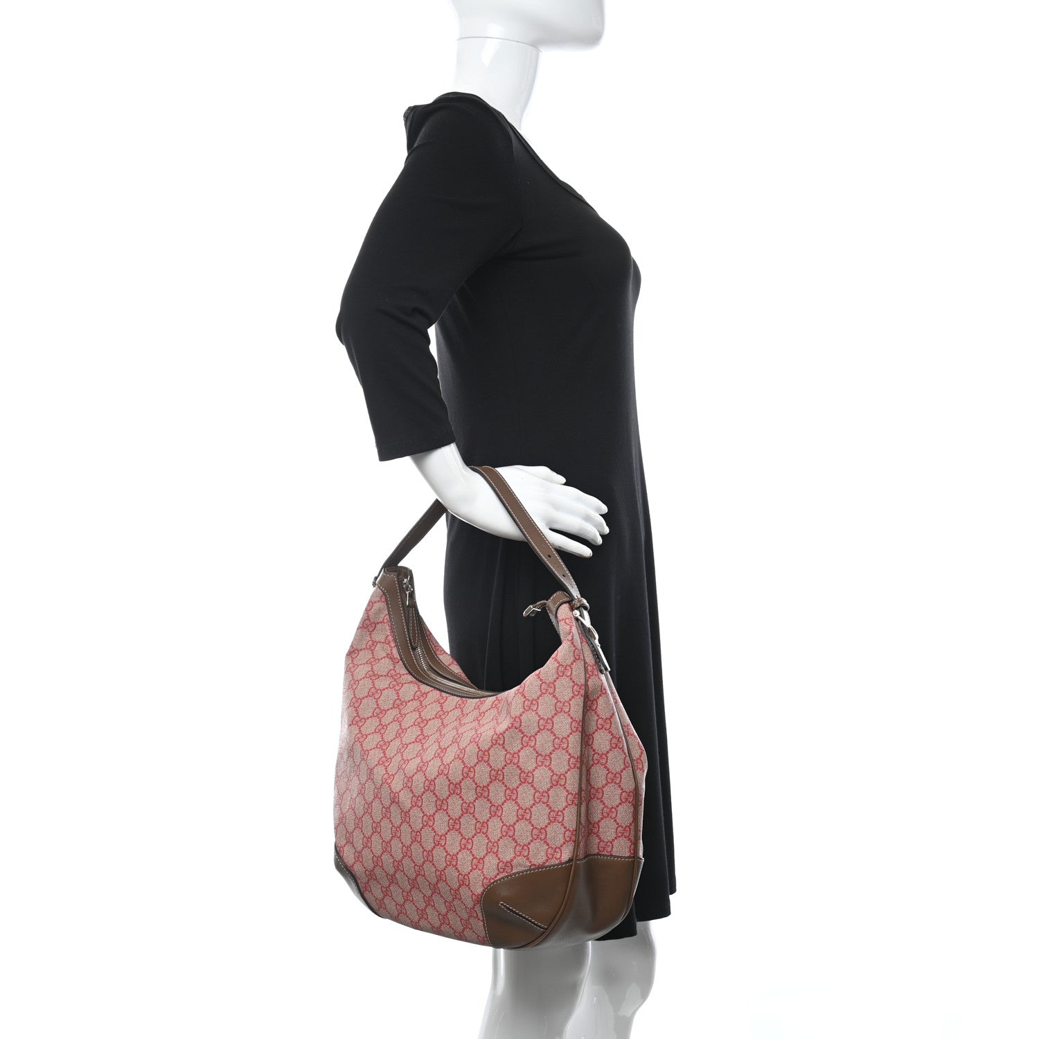 Gucci GG Supreme Monogram Margaux Calfskin Medium Nice Hobo Red Acero 2 of 10