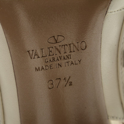 Valentino Garavani Calfskin Lacquered Monochrome Rockstud Ankle Strap 100mm Pumps 37.5 Ivory 6 of 7