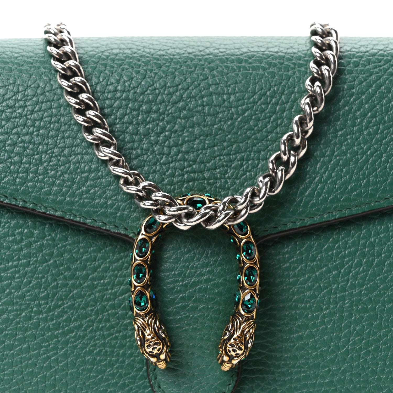 Gucci Calfskin Mini Dionysus Chain Wallet Emerald 7 of 9