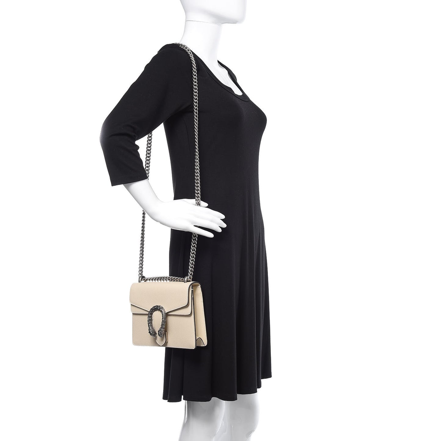 Textured Calfskin Crystal Mini Dionysus Shoulder Bag Mystic White