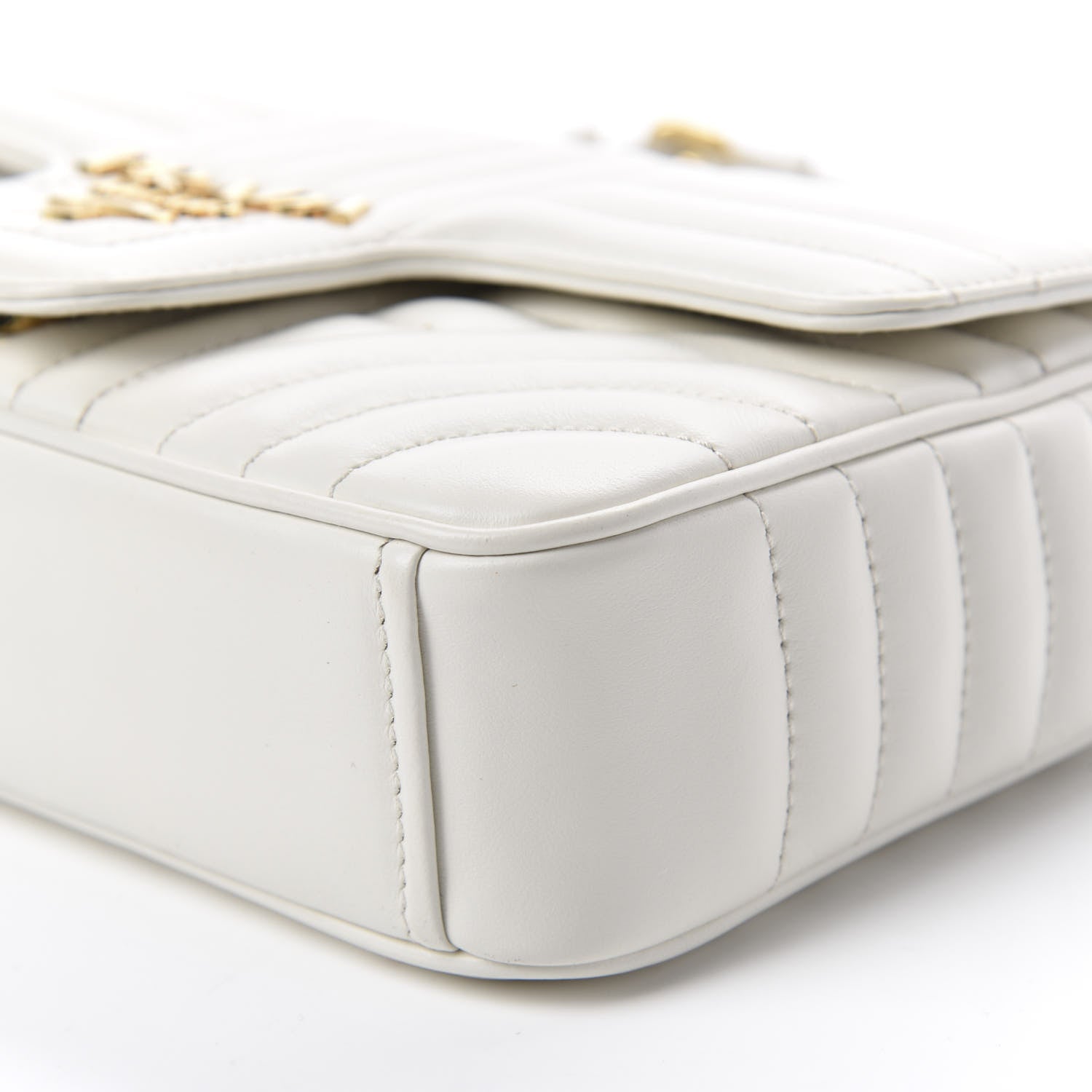Prada Soft Calfskin Impunture Diagramme Small Chain Flap Shoulder Bag White 7 of 9