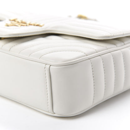 Prada Soft Calfskin Impunture Diagramme Small Chain Flap Shoulder Bag White 7 of 9