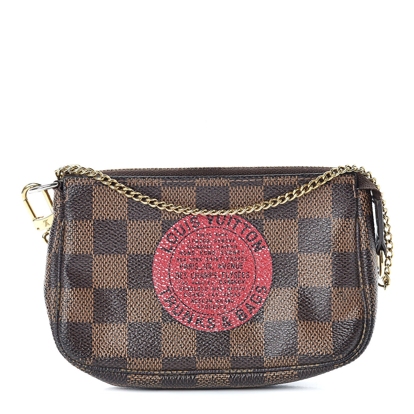 Damier Ebene Complice Trunks and Bags Mini Pochette Accessories Red