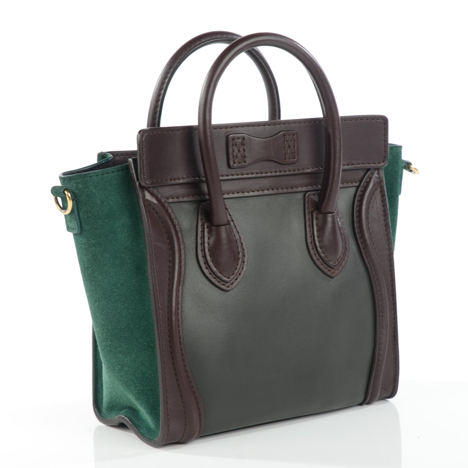 Celine Smooth Calfskin Suede Nano Tri-Color Luggage Burgundy 3 of 8