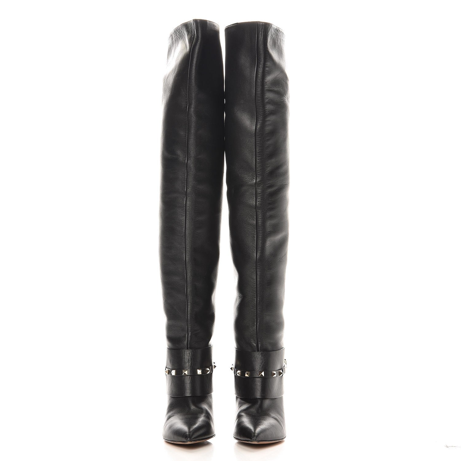 Valentino Garavani Calfskin Rockstud Over The Knee Boots 40.5 Black 2 of 11