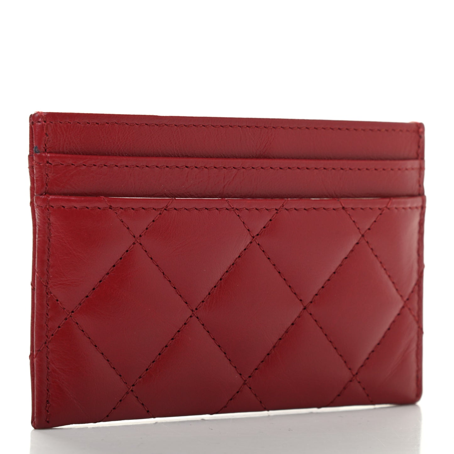 Aged Calfskin Quilted Reissue Card Holder Red