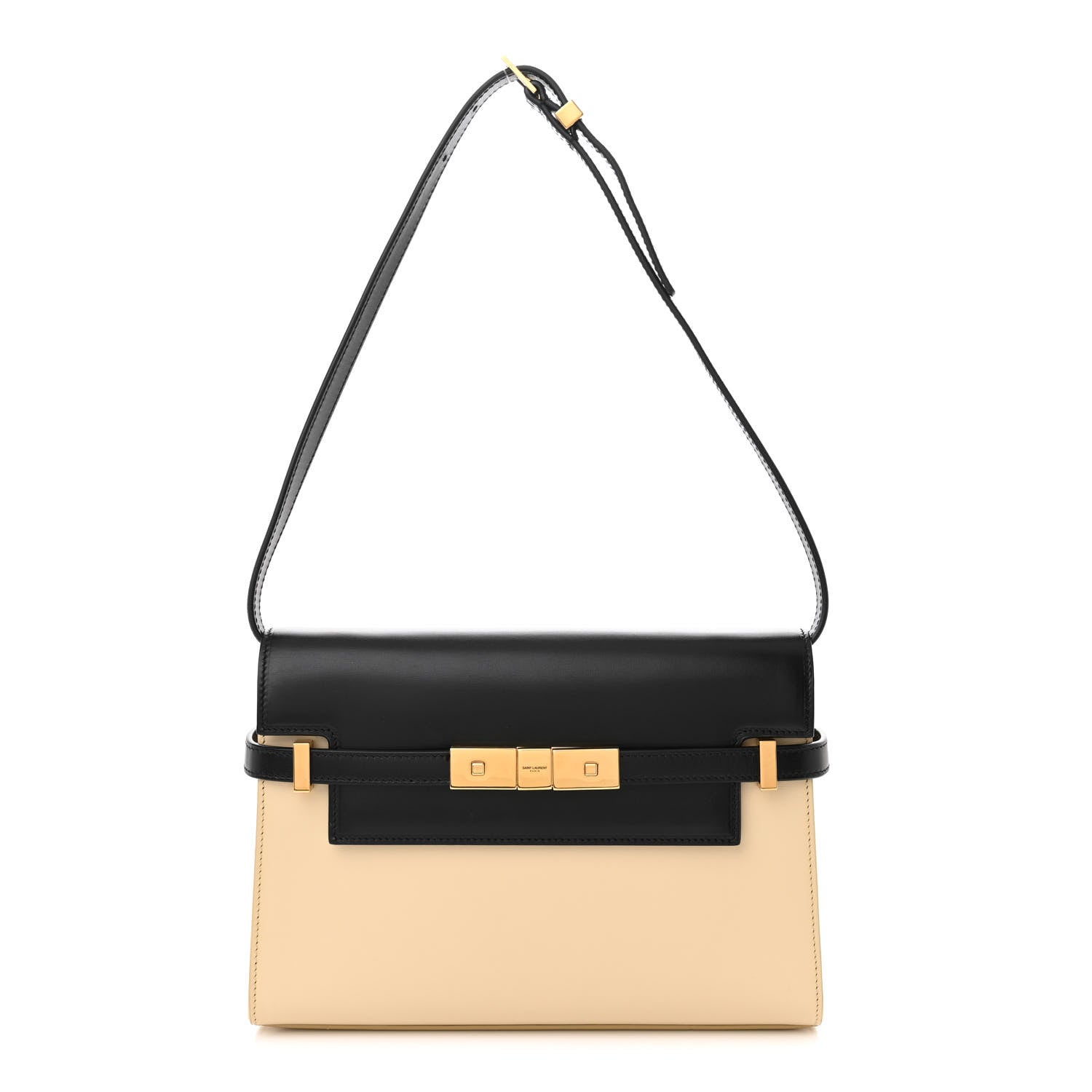Saint Laurent Smooth Calfskin Manhattan Shoulder Bag Black Beige 1 of 12