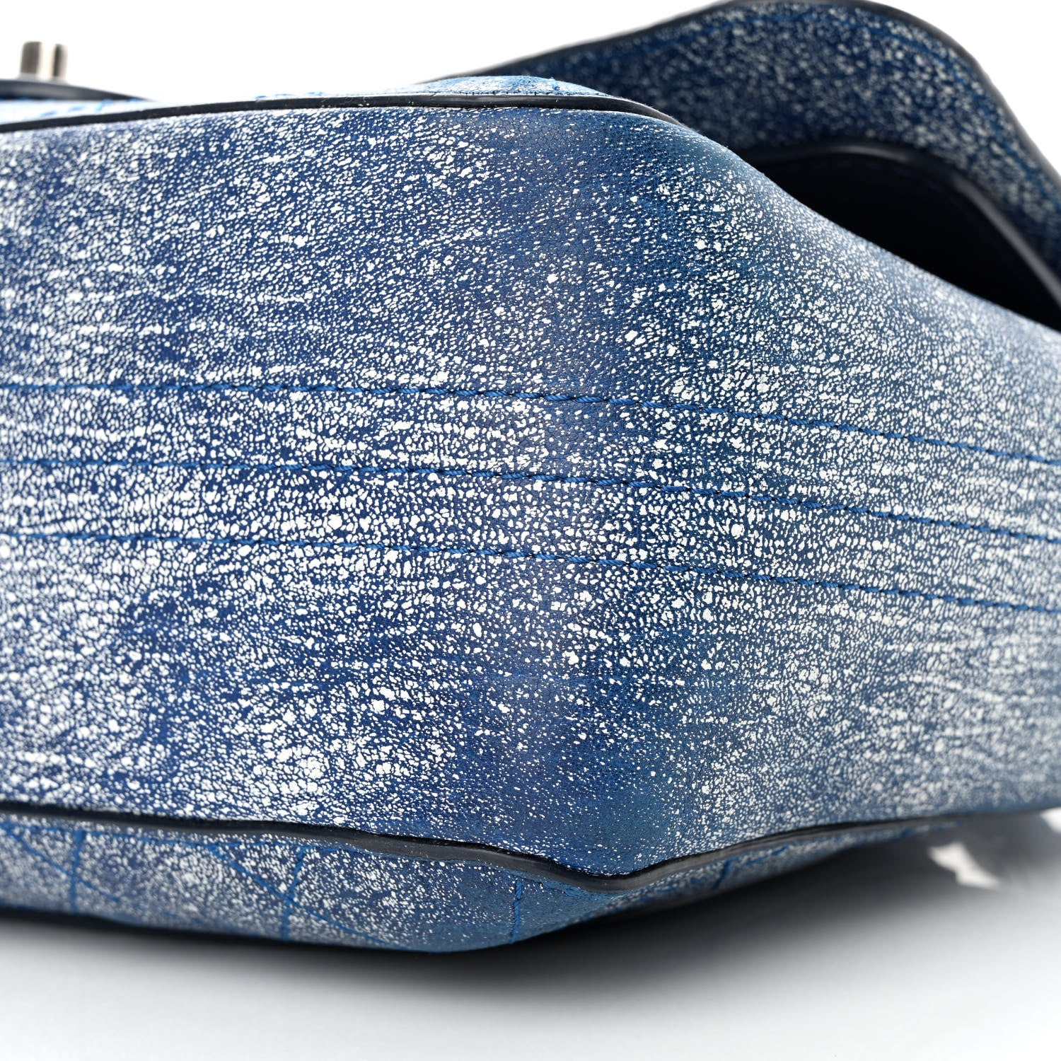 Chanel Crackled Calfskin Jumbo Double Flap Blue 10 of 12