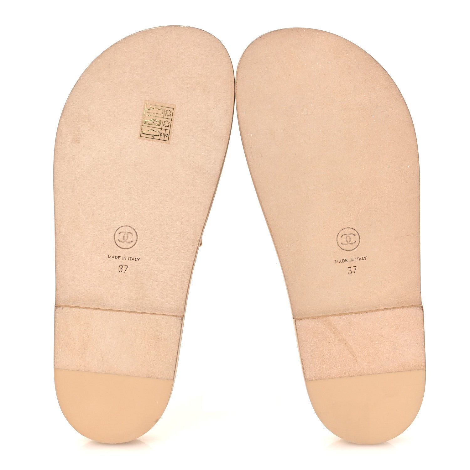 Chanel Lambskin Quilted Velcro Dad Chain CC Slide Sandals 37 Beige 7 of 11