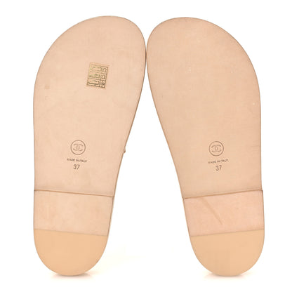 Chanel Lambskin Quilted Velcro Dad Chain CC Slide Sandals 37 Beige 7 of 11
