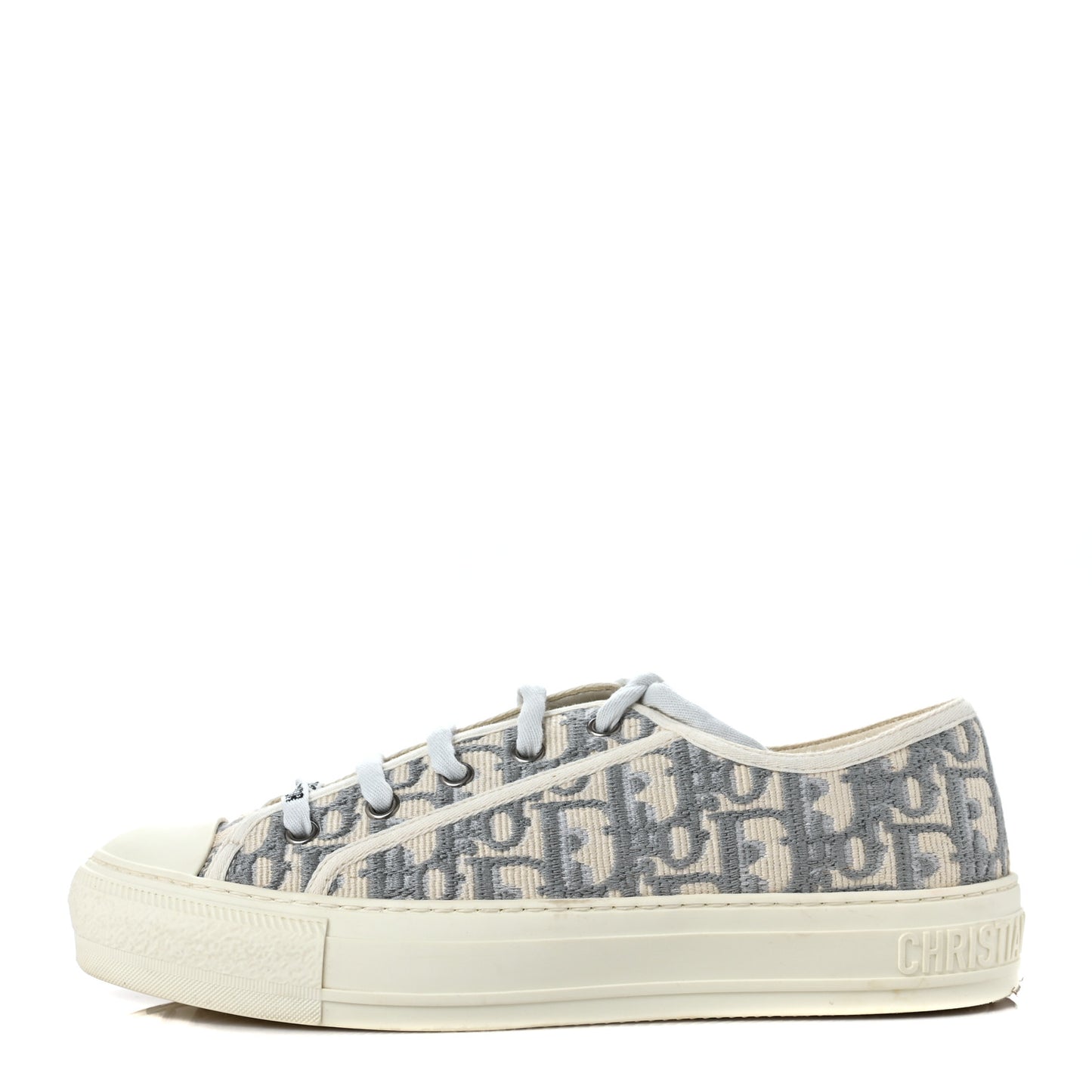 Canvas Oblique Walk'N'Dior Low Top Sneakers 38 Grey Stone
