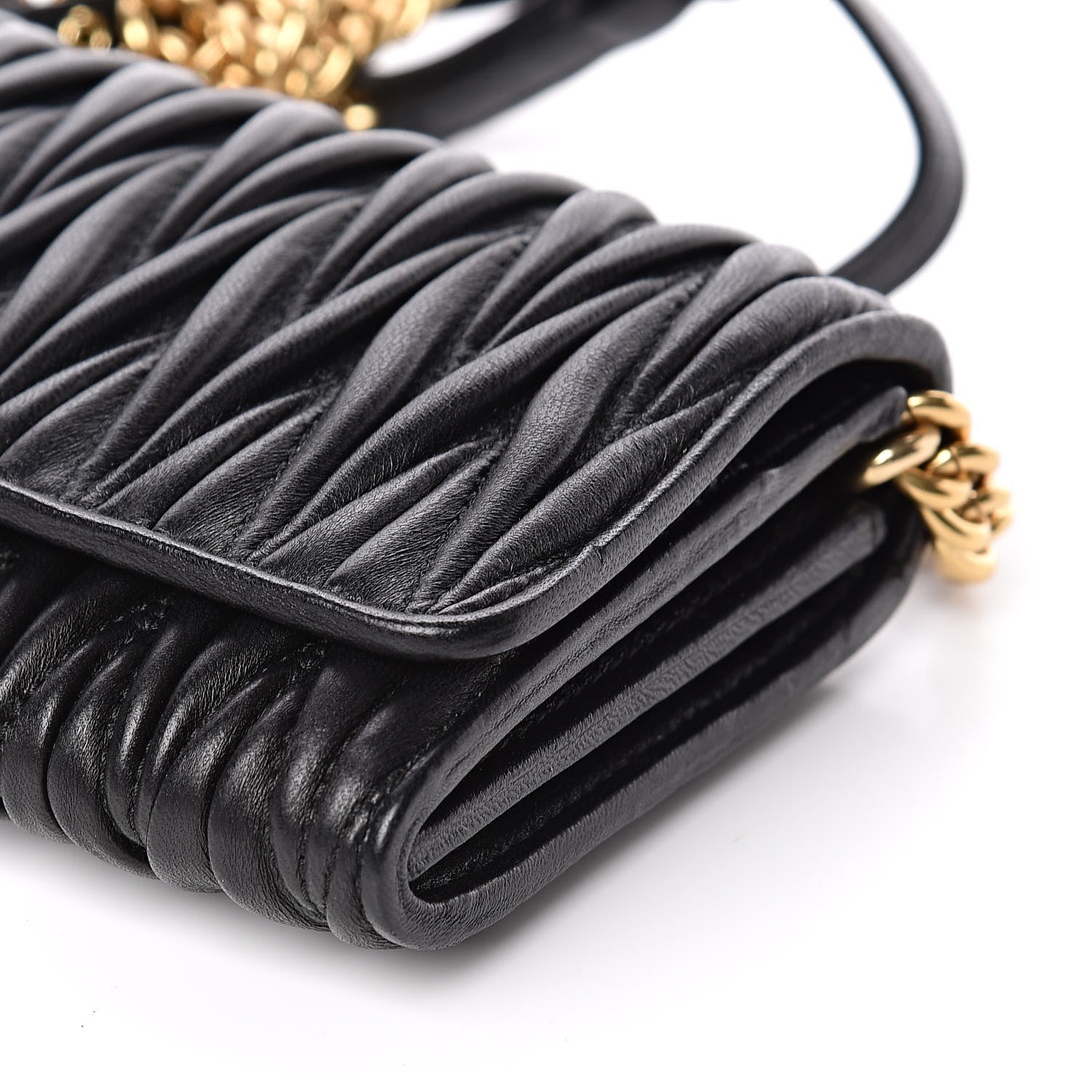 Miu Miu Nappa Matelasse Wallet On Chain Black 9 of 12