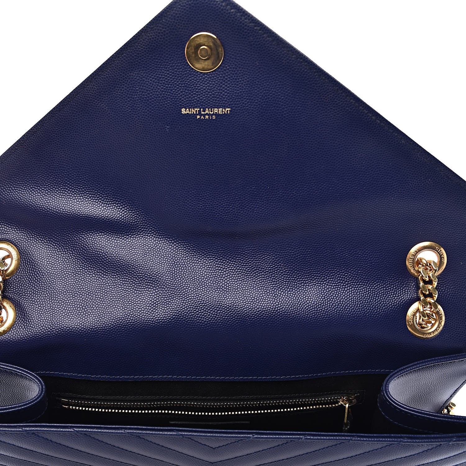 Saint Laurent Grain De Poudre Matelasse Chevron Large Monogram Satchel Blue 8 of 16