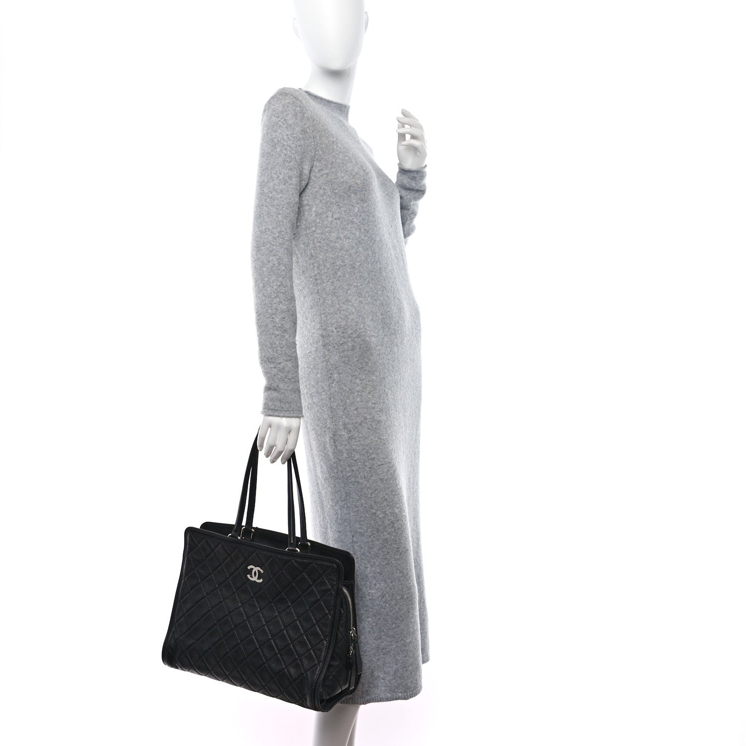 Chanel Calfskin Quilted Shopping Tote Black 2 of 11