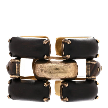Saint Laurent Metal Wood Rivet Bangle Bracelet XS 3 of 4