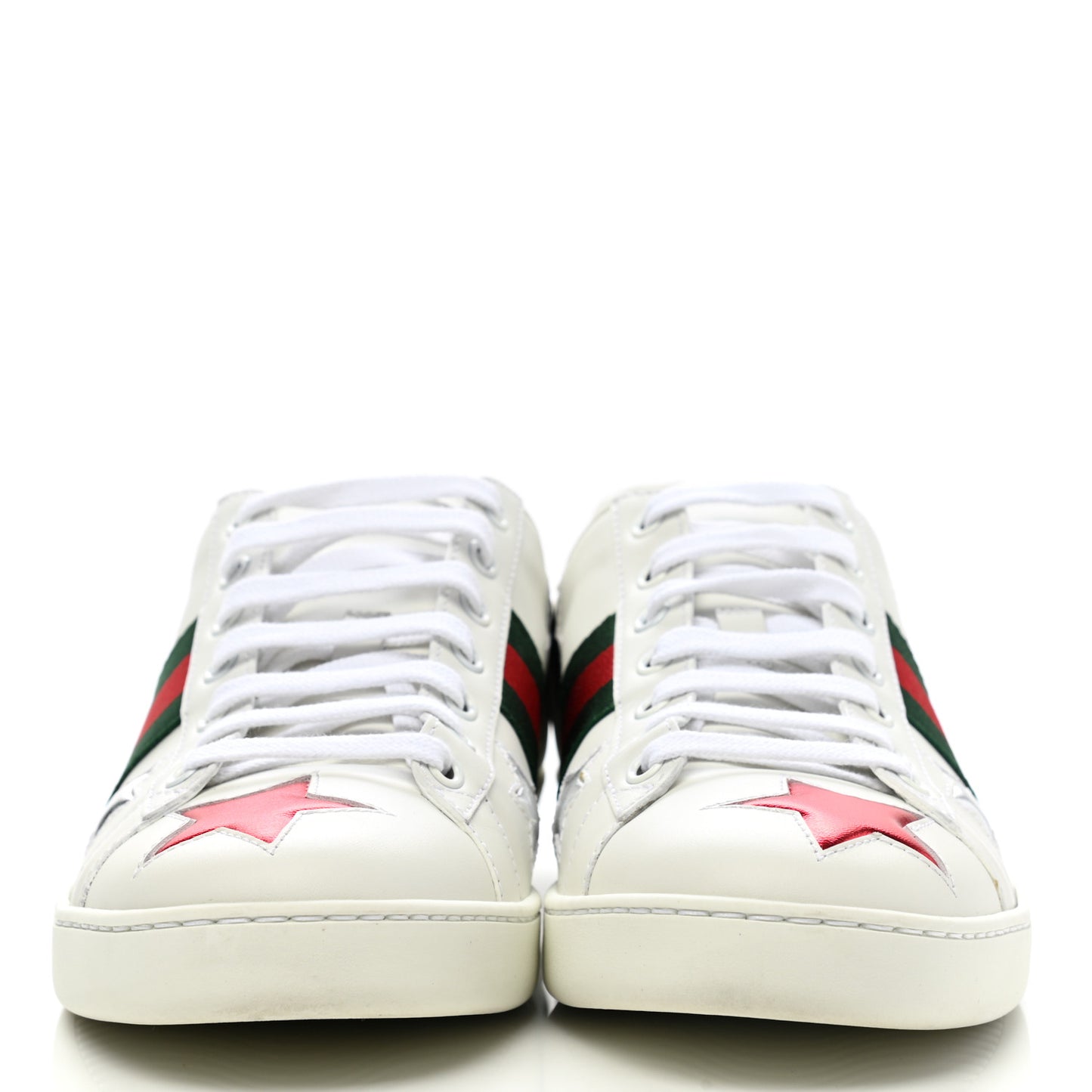 Calfskin Ayers Web Star Embroidered Womens Ace Sneakers 39.5 White Multi