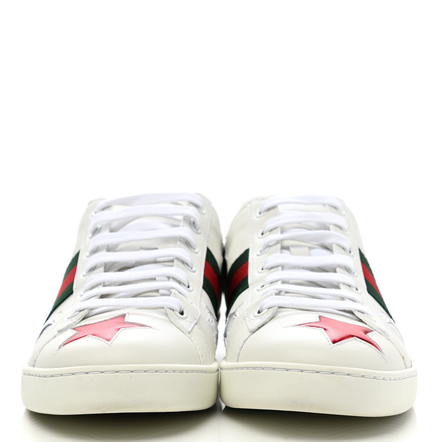 Gucci Calfskin Ayers Web Star Embroidered Womens Ace Sneakers 39.5 White Multi 2 of 12
