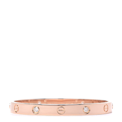 Cartier 18K Pink Gold 4 Diamond LOVE Bracelet 16 1 of 8