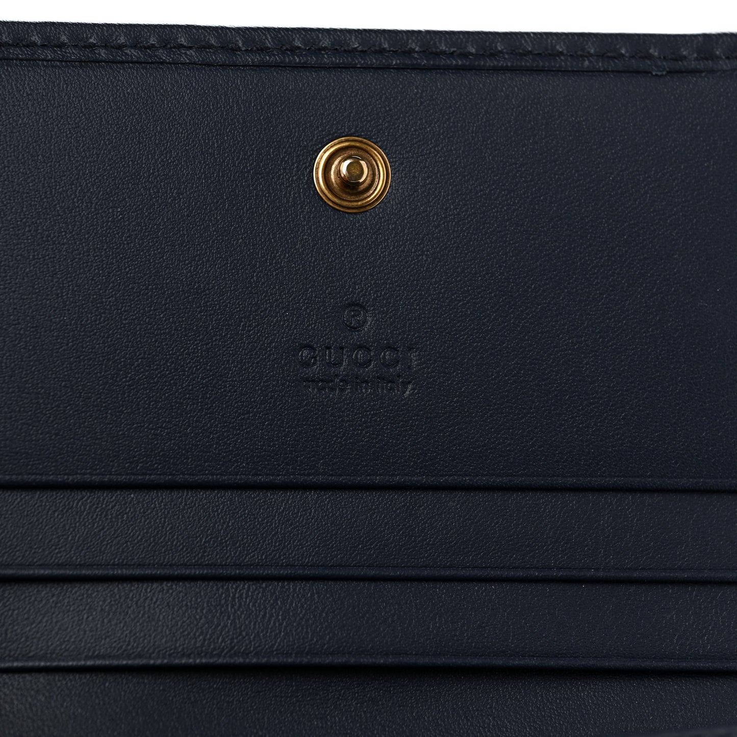 Denim Matelasse Pearly GG Marmont Card Case Wallet Blue