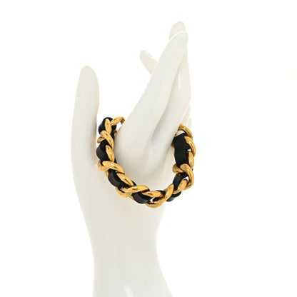 Chanel Lambskin Chain Bracelet Black Gold 2 of 4