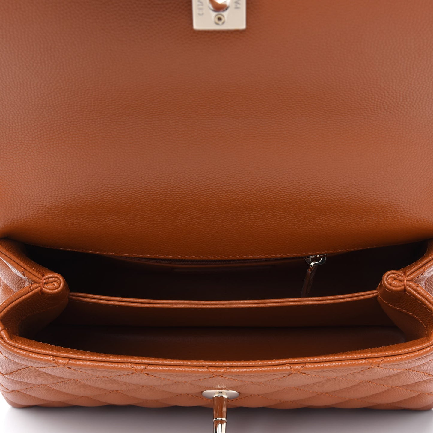 Caviar Quilted Mini Coco Handle Flap Light Brown
