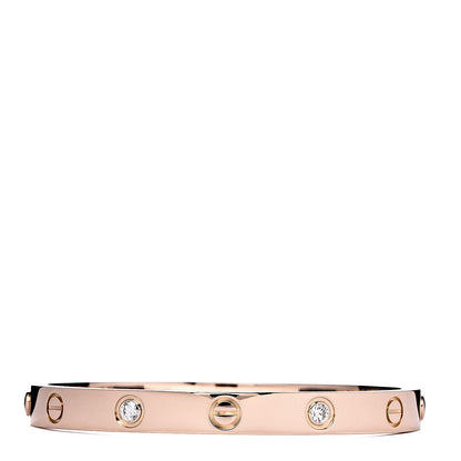 Cartier 18K Pink Gold 4 Diamond LOVE Bracelet 16 1 of 6