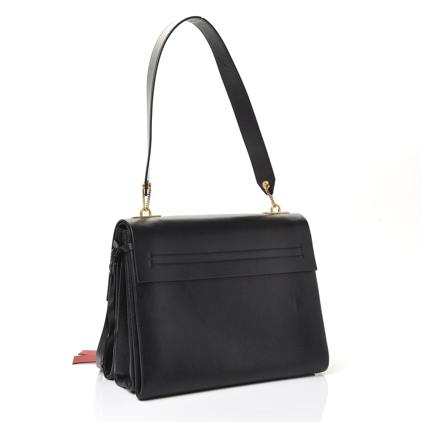 Smooth Calfskin Medium Vring Shoulder Bag Black