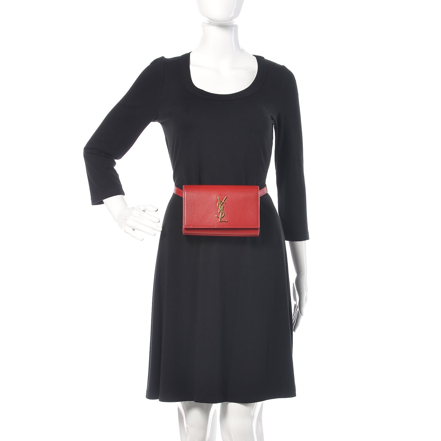 Saint Laurent Smooth Calfskin Monogram Kate Belt Bag Red 2 of 9