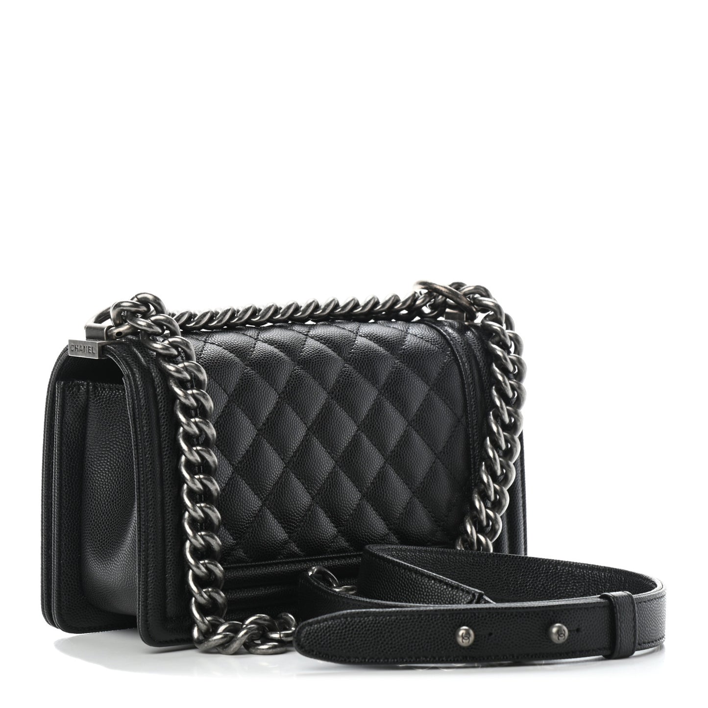 Caviar Quilted Small Boy Flap Black