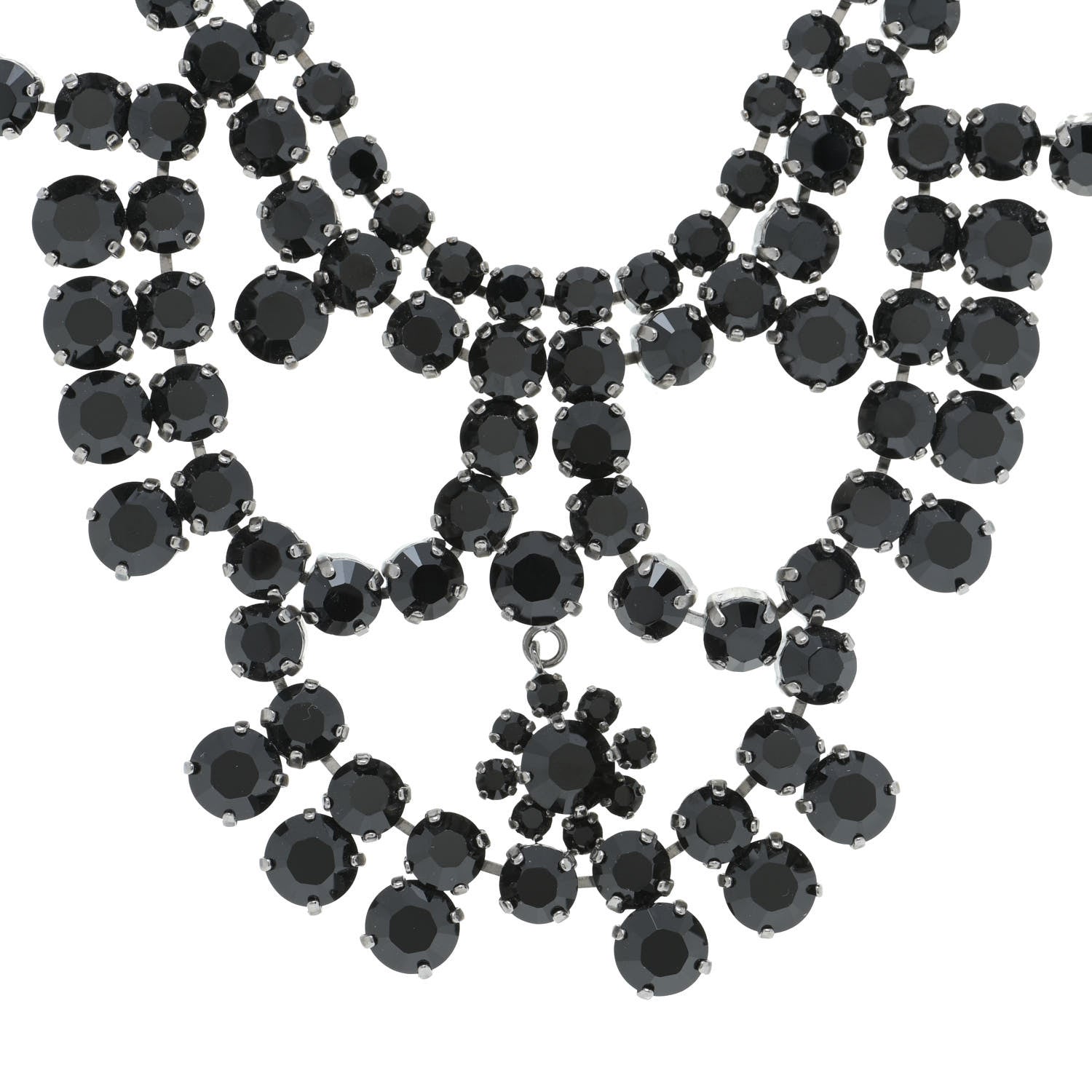 Saint Laurent Crystal Necklace Black Silver 4 of 6
