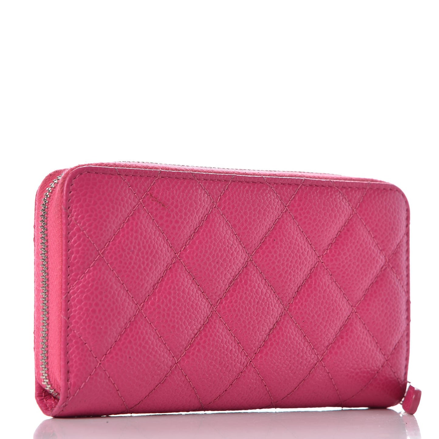 Caviar Quilted Small Zip Around Wallet Pink