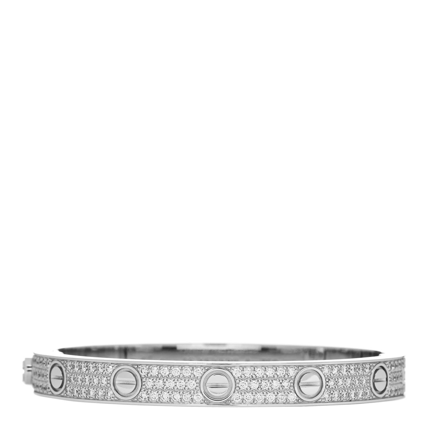 Cartier 18K White Gold Diamond LOVE Paved Bracelet 16 1 of 6