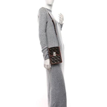 Burberry Velvet TB Mini Robin Crossbody Brown Black 3 of 8