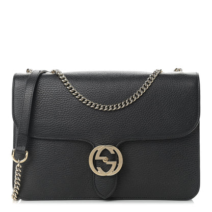 Gucci Dollar Calfskin Interlocking G Shoulder Bag Black 1 of 12