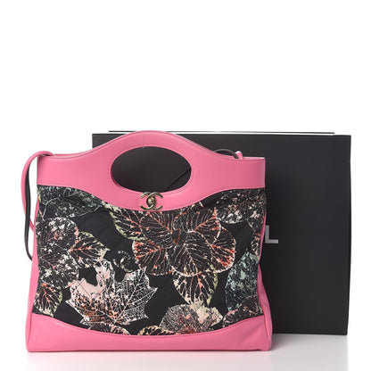Chanel Calfskin Canvas Printed Medium 31 Shopping Bag Pink Black 11 of 11