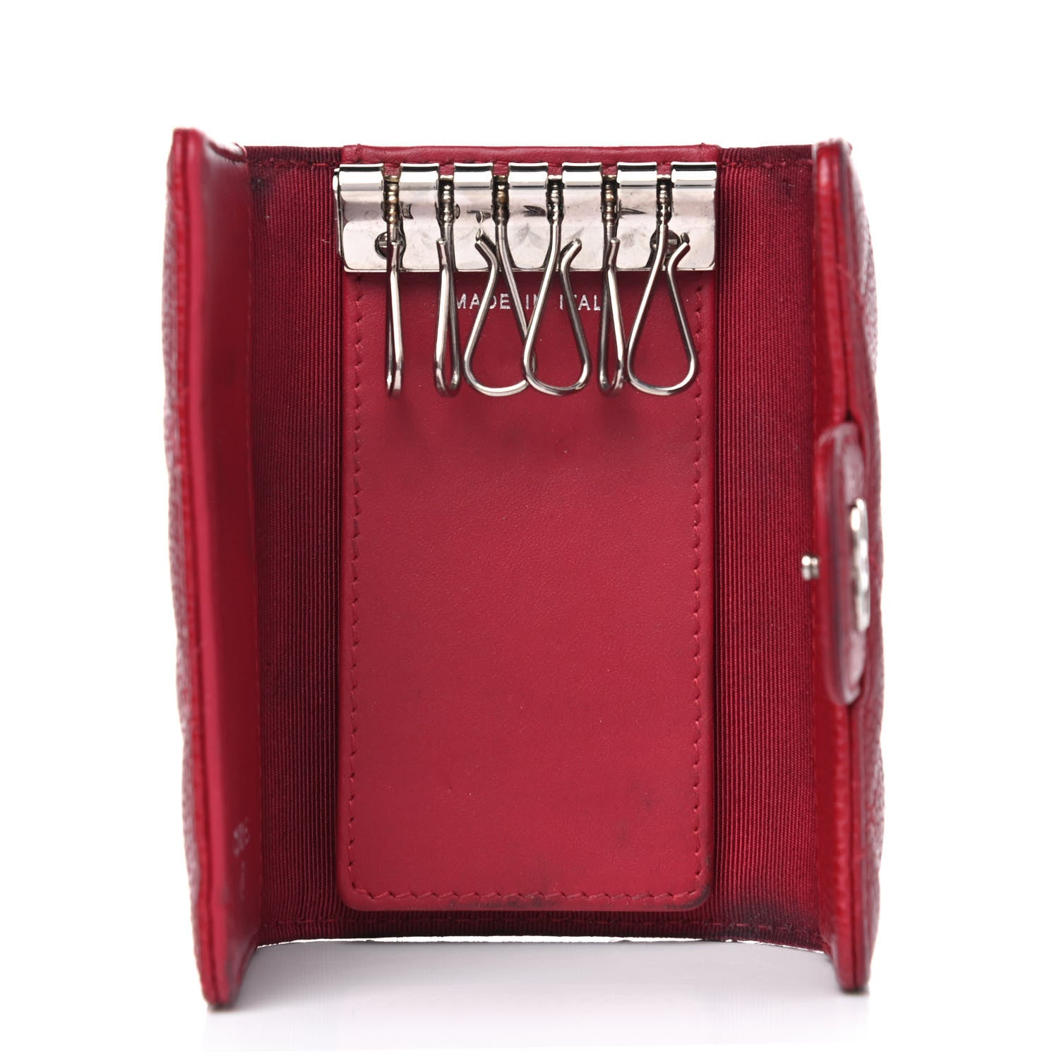 Chanel Metallic Caviar Quilted 6 Key Holder Dark Pink 4 of 13