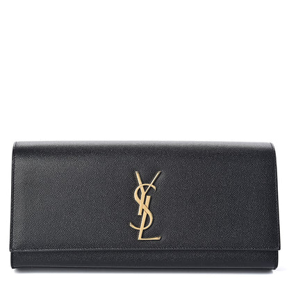 Saint Laurent Grain De Poudre Monogram Cassandre Clutch Black 1 of 9